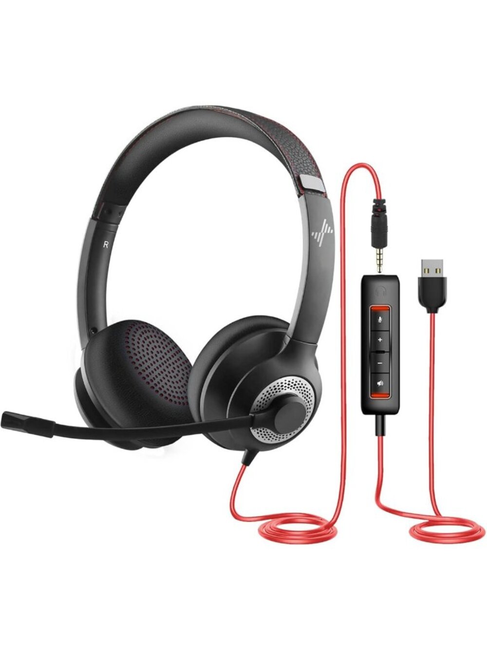 USB Headset with Microphone for PC, Noise Cancelling On-Ear Headphones for Zoom
